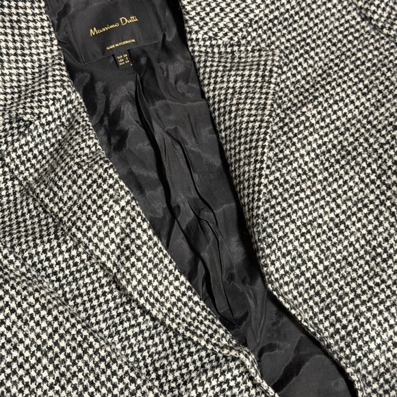 Massimo Dutti Black and White Houndstooth Blazer Wool - Picture 4 of 13